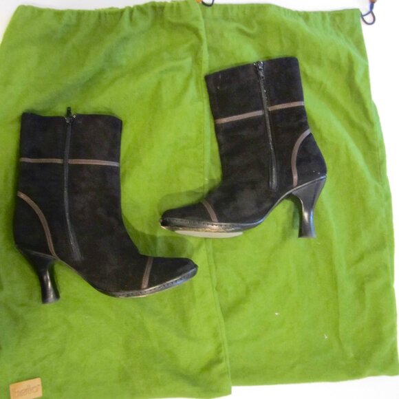 EU38.5 US7.5 M/W BOLO BORN CROWN super sexy BLACK suede HIGH HEEL ankle BOOTS - Picture 12 of 12